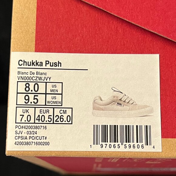 Vans Chukka Push Blanc De Blanc Skate Shoes NIB M 8 W 9.5 - Picture 6 of 6